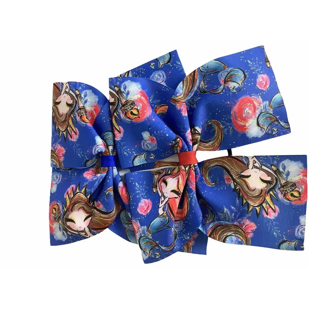 BUNDLE Girl’s Lot of 2 Blue Printed Hair Bow Ties NEW